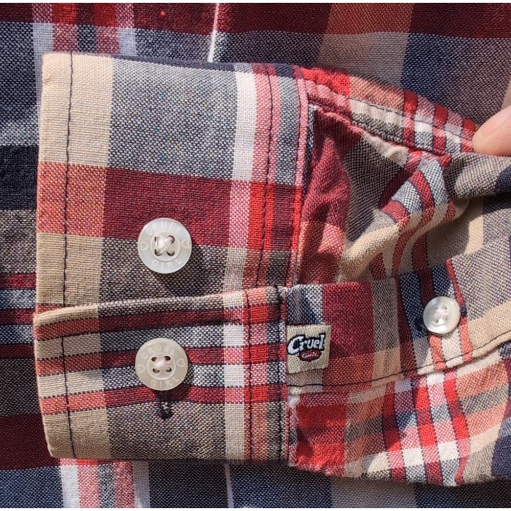 Cruel Girl Womens Western Rodeo Plaid Long Sleeve Button Down Shirt large - Picture 4 of 8
